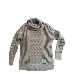 New $185 Talbots Haven Well Within Fisherman Sweater Cotton Cable Knit Boho Tan